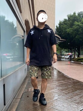 「AAPE BY A BATHING APE（エーエイプバイアベイシングエイプ）のアイテム（パンツ）」を使った、S.L さん（メンズ・168cm）の秋コーディネート