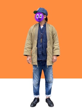 「no brand（ノーブランド）のアイテム（ノーカラージャケット）」を使った、S.L さん（メンズ・168cm）の春コーディネート