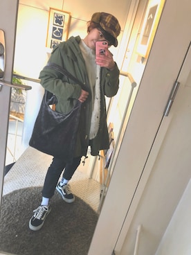 「ROXY（ロキシー）のアイテム（ニットキャップ/ビーニー）」を使った、momoさん（レディース・149cm）の冬コーディネート