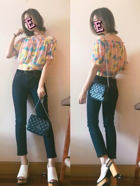 「MOUSSY（マウジー）のWOODEN SOLE SABOT（サンダル）」を使った、E F F I Eさん（レディース・163cm）の夏コーディネート