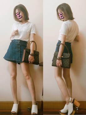 「MOUSSY（マウジー）のWOODEN SOLE SABOT（サンダル）」を使った、E F F I Eさん（レディース・163cm）の夏コーディネート