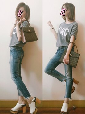 「MOUSSY（マウジー）のWOODEN SOLE SABOT（サンダル）」を使った、E F F I Eさん（レディース・163cm）の夏コーディネート