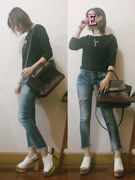 「MOUSSY（マウジー）のWOODEN SOLE SABOT（サンダル）」を使った、E F F I Eさん（レディース・163cm）の秋コーディネート