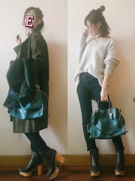 「URBAN RESEARCH ROSSO WOMEN（アーバンリサーチ　ロッソ）のアイテム（チェスターコート）」を使った、E F F I Eさん（レディース・163cm）の冬コーディネート