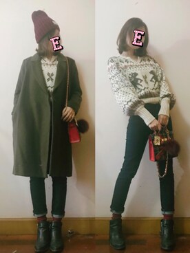 「URBAN RESEARCH ROSSO WOMEN（アーバンリサーチ　ロッソ）のアイテム（チェスターコート）」を使った、E F F I Eさん（レディース・163cm）の冬コーディネート