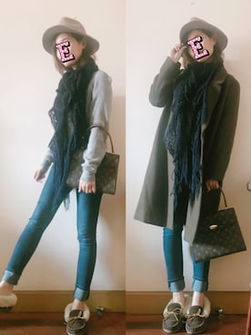 「URBAN RESEARCH ROSSO WOMEN（アーバンリサーチ　ロッソ）のアイテム（チェスターコート）」を使った、E F F I Eさん（レディース・163cm）の冬コーディネート