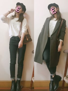 「Abercrombie&Fitch（アバークロンビーアンドフィッチ）のアイテム（ニット/セーター）」を使った、E F F I Eさん（レディース・163cm）の冬コーディネート