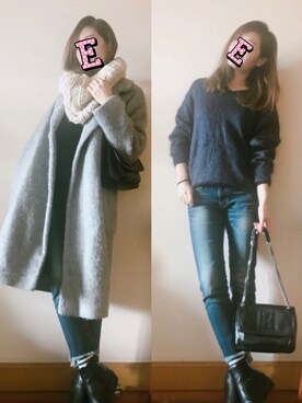 「ATMOSPHERE（アトモスフィア）のアイテム」を使った、E F F I Eさん（レディース・163cm）の冬コーディネート