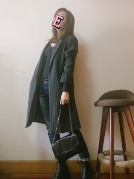 「black」｜「アイテム（ピーコート）」を使った、E F F I Eさん（レディース・163cm）の冬コーディネート