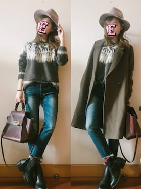 「URBAN RESEARCH ROSSO WOMEN（アーバンリサーチ　ロッソ）のアイテム（チェスターコート）」を使った、E F F I Eさん（レディース・163cm）の冬コーディネート