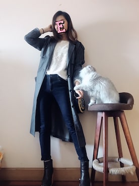 「Abercrombie&Fitch（アバークロンビーアンドフィッチ）のアイテム（ニット/セーター）」を使った、E F F I Eさん（レディース・163cm）の春コーディネート