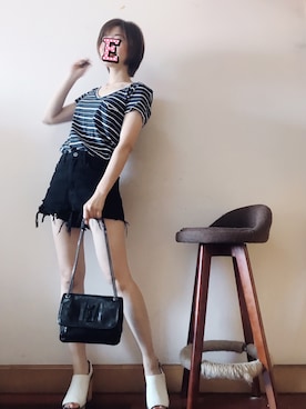 「MOUSSY（マウジー）のWOODEN SOLE SABOT（サンダル）」を使った、E F F I Eさん（レディース・163cm）の夏コーディネート