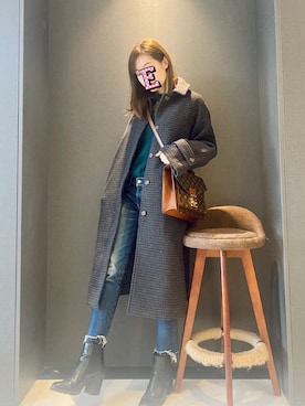 「Ungrid（アングリッド）のアイテム（ステンカラーコート）」を使った、E F F I Eさん（レディース・163cm）の冬コーディネート