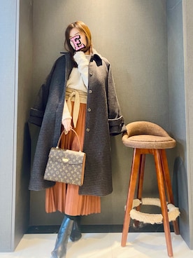 「Ungrid（アングリッド）のアイテム（ステンカラーコート）」を使った、E F F I Eさん（レディース・163cm）の冬コーディネート
