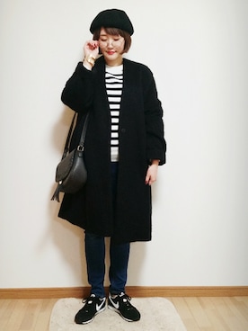「ADAM ET ROPE'（アダムエロペ）のアイテム（ノーカラージャケット）」を使った、omi*さん（レディース・161cm）の冬コーディネート
