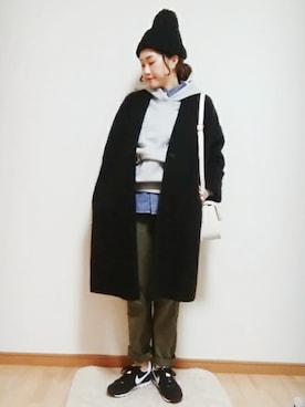 「ADAM ET ROPE'（アダムエロペ）のアイテム（ノーカラージャケット）」を使った、omi*さん（レディース・161cm）の冬コーディネート