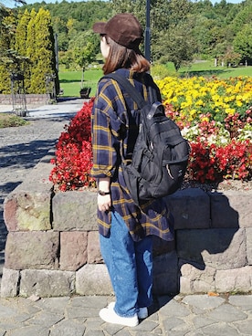 「GLOBAL WORK（グローバルワーク）のソフトフランネルワンピース/762670（ワンピース）」を使った、omi*さん（レディース・161cm）の秋コーディネート