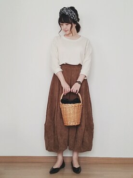 「Daniel Wellington（ダニエルウェリントン）の販売終了クラシックペティット アッシュフィールド32mm（アナログ腕時計）」を使った、omi*さん（レディース・161cm）の秋コーディネート