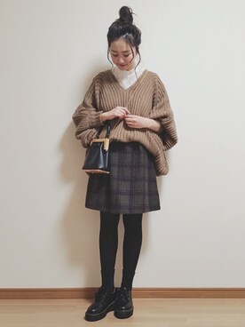 「archives（アルシーヴ）のアイテム（ジャンパースカート）」を使った、omi*さん（レディース・161cm）の冬コーディネート