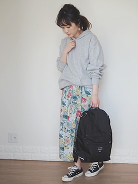 「coca（coca）（コカ）のフラワープリントノースリーブワンピース（ワンピース）」を使った、omi*さん（レディース・161cm）の春コーディネート