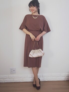 「qualite（カリテ）のダブルクロスカットワンピース（ワンピース）」を使った、omi*さん（レディース・161cm）の秋コーディネート