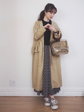 「MERCURYDUO（マーキュリーデュオ）のアイテム（トートバッグ）」を使った、omi*さん（レディース・161cm）の春コーディネート