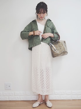 「FRAMeWORK（フレームワーク）のアイテム（ミリタリージャケット）」を使った、omi*さん（レディース・161cm）の春コーディネート