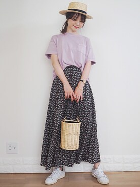「カコバッグ」｜「アイテム（スカート）」を使った、omi*さん（レディース・161cm）の夏コーディネート