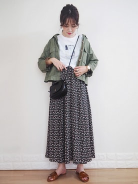 「FRAMeWORK（フレームワーク）のアイテム（ミリタリージャケット）」を使った、omi*さん（レディース・161cm）の夏コーディネート