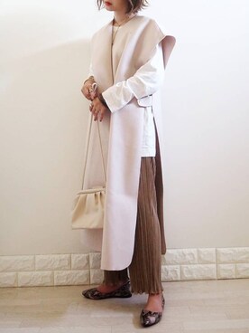 「select MOCA（セレクトモカ）のオーバーサイズロングベスト（ベスト）」を使った、omi*さん（レディース・161cm）の夏コーディネート