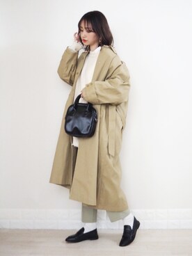 「select MOCA（セレクトモカ）のアイテム（ステンカラーコート）」を使った、omi*さん（レディース・161cm）の冬コーディネート