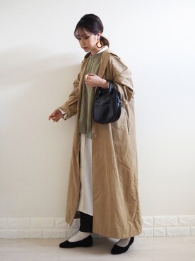 「Ambre Neige（アンブルネージュ）のアイテム（ステンカラーコート）」を使った、omi*さん（レディース・161cm）の冬コーディネート