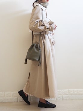 「グレイル」｜「アイテム（トレンチコート）」を使った、omi*さん（レディース・161cm）の冬コーディネート