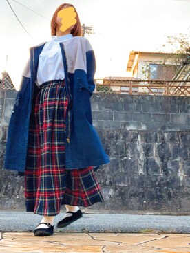 「無印良品（ムジルシリョウヒン）のアイテム（シャツ/ブラウス、ホワイト系）」を使った、haruさん（レディース・162cm）の秋コーディネート