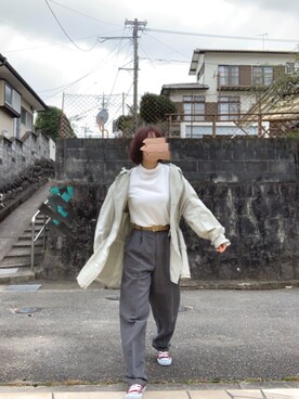 「SM2（エスエムツー）のアイテム（Tシャツ/カットソー、ホワイト系）」を使った、haruさん（レディース・162cm）の秋コーディネート