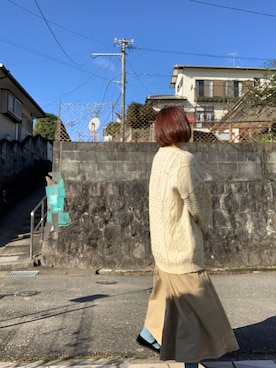 「Dickies（ディッキーズ）のアイテム（スカート、ベージュ系）」を使った、haruさん（レディース・162cm）の秋コーディネート
