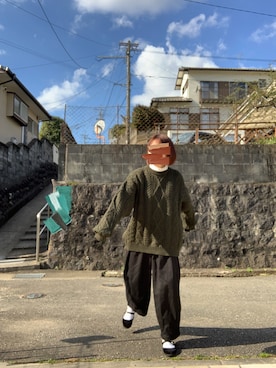 「HARVESTY（ハーベスティ）のHARVESTY / ハーベスティ CHINO CIRCUS PANTS（チノパンツ、ブラック系）」を使った、haruさん（レディース・162cm）の冬コーディネート
