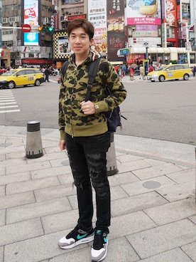 「A BATHING APE（アベイシングエイプ）のアイテム（モッズコート）」を使った、STANさん（メンズ・170cm）の秋コーディネート