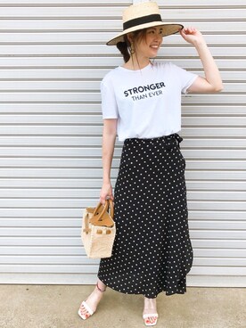 「SEA（シー）のカゴバッグS（かごバッグ）」を使った、mikiteeさん（レディース・166cm）の夏コーディネート