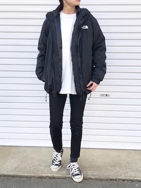 「アイラブCONVERSE」｜「アイテム（ダウンジャケット/コート）」を使った、mikiteeさん（レディース・166cm）の冬コーディネート