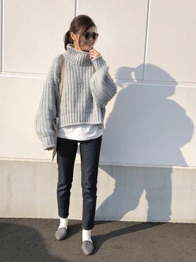 「PT（ピーティ）のアイテム（ショルダーバッグ）」を使った、mikiteeさん（レディース・166cm）の冬コーディネート