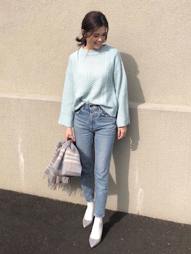 「SESTO（セスト）のストレートシルエットの7cmヒールポインテッドトゥパンプス（パンプス）」を使った、mikiteeさん（レディース・166cm）の冬コーディネート