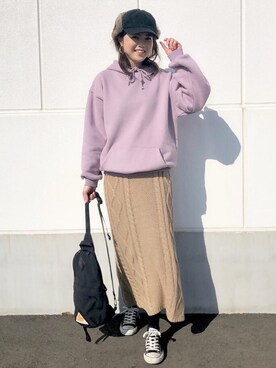 「ケーブルニットスカート」｜mikiteeさん（レディース・166cm）の冬コーディネート