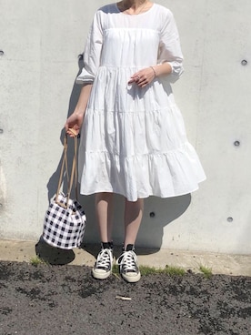 「コンバースハイカット」｜「アイテム（ワンピース/ドレス）」を使った、mikiteeさん（レディース・166cm）の春コーディネート
