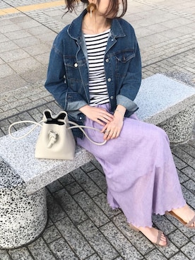 「大ぶりピアス」｜mikiteeさん（レディース・166cm）の春コーディネート