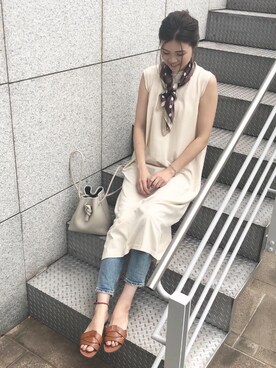 「ジーユーコーデ」｜「アイテム（ワンピース/ドレス）」を使った、mikiteeさん（レディース・166cm）の夏コーディネート