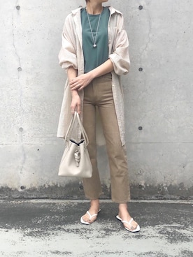 「H&M（エイチ・アンド・エム）のアイテム（ビーチサンダル）」を使った、mikiteeさん（レディース・166cm）の春コーディネート