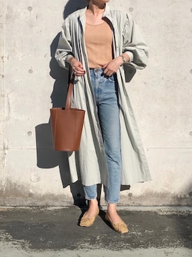 「MOUSSY（マウジー）のMVS SKINNY（デニムパンツ）」を使った、mikiteeさん（レディース・166cm）の秋コーディネート