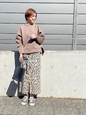 「MEDE19F（メデジュウキュウ）のアイテム（スカート）」を使った、mikiteeさん（レディース・166cm）の春コーディネート