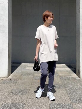 「プラスJ」｜「アイテム（スウェットパンツ）」を使った、mikiteeさん（レディース・166cm）の春コーディネート